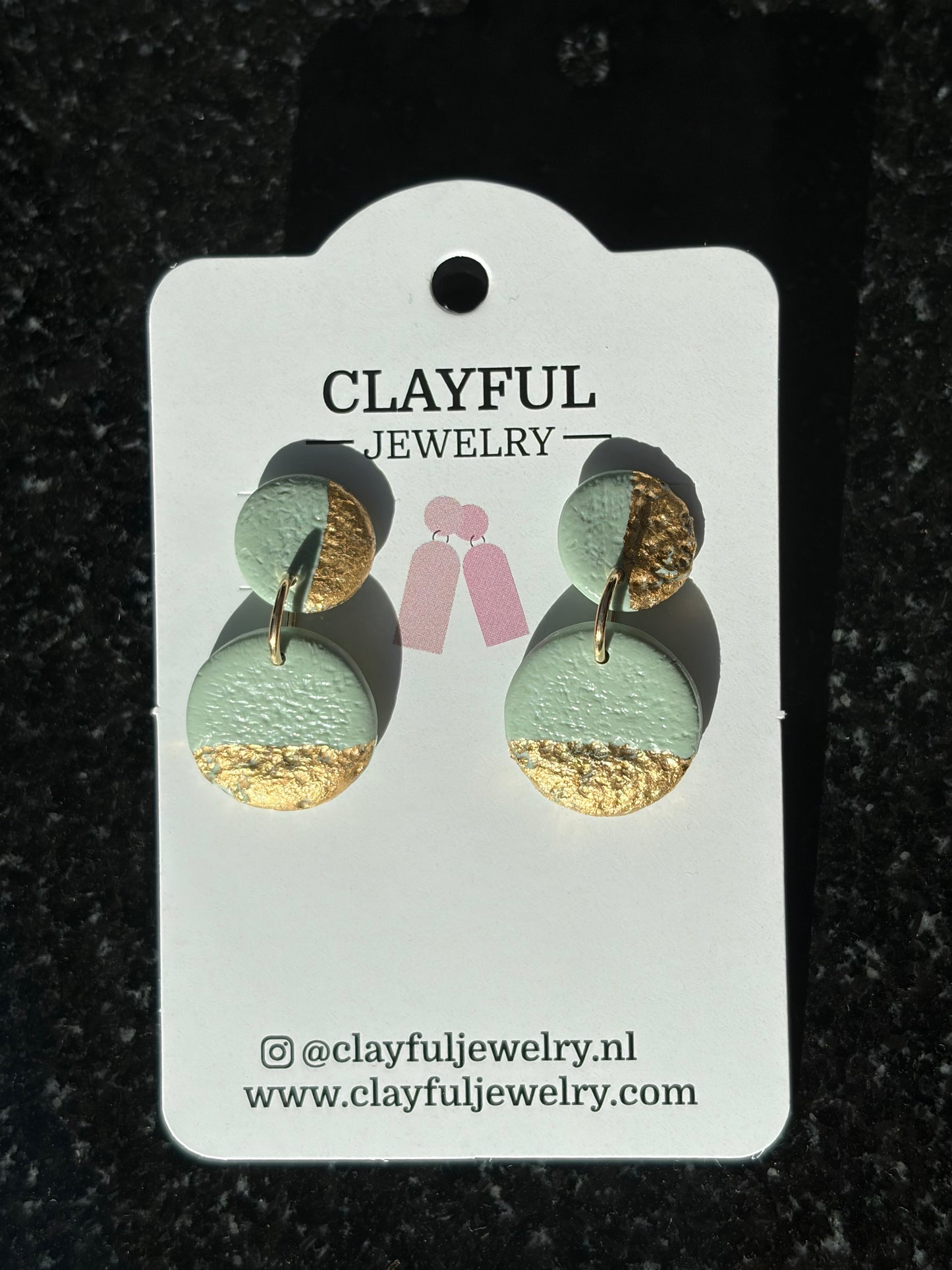 Soft Green and Gold Dangle Earrings