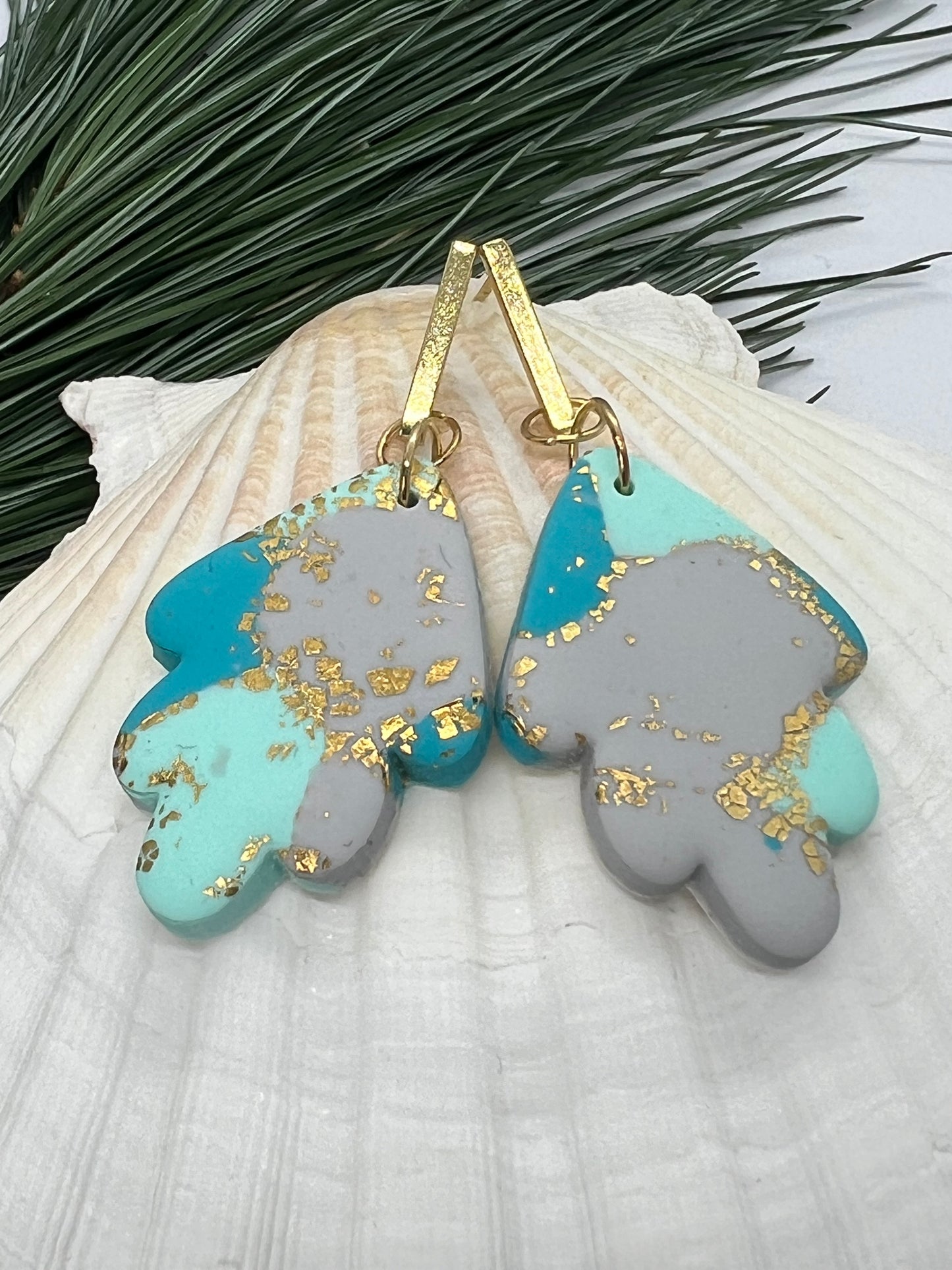 Faux Turquoise Marble Dangles with a Touch of Gold Glitter
