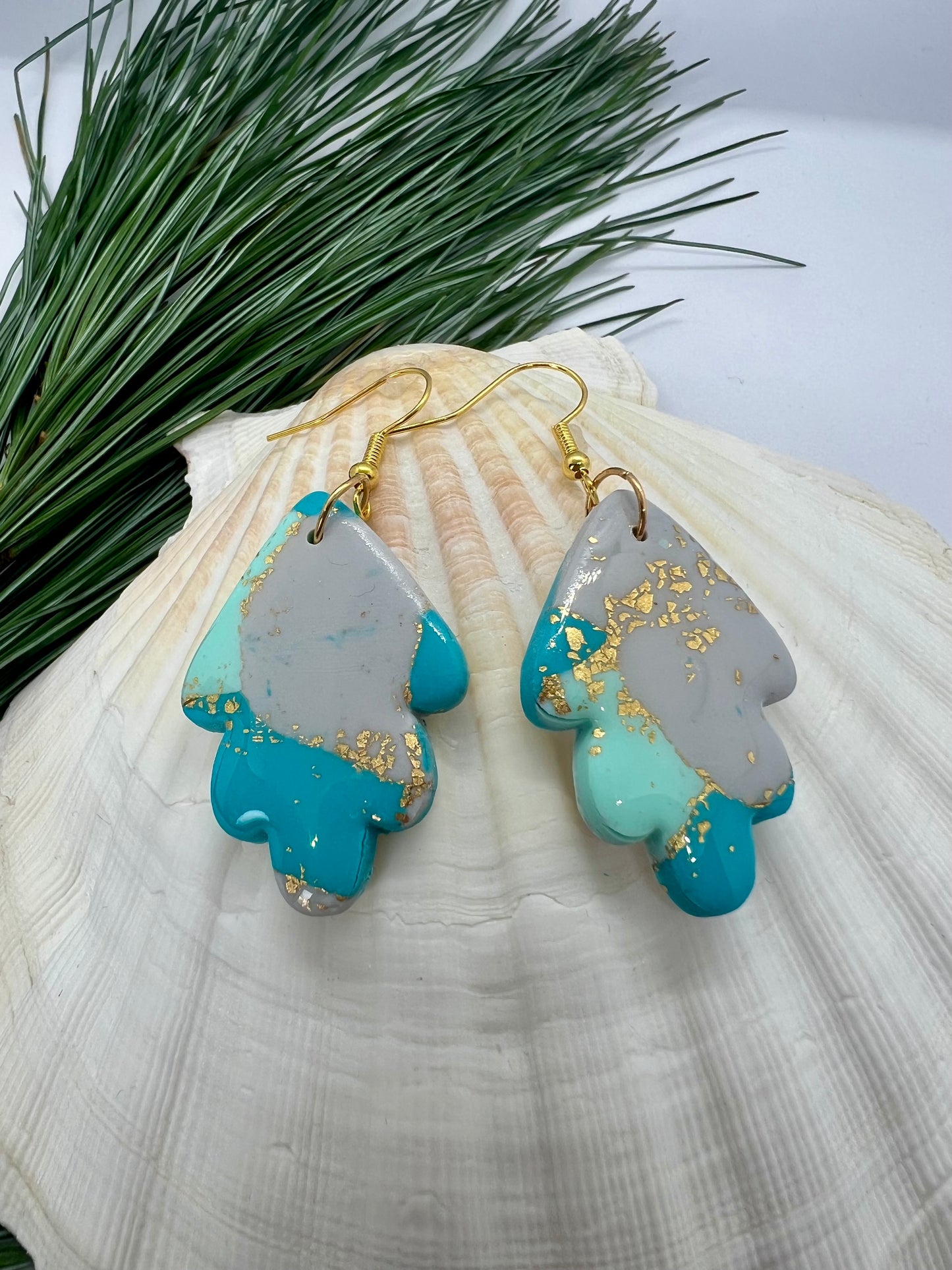 Faux Turquoise Marble Dangles with a Touch of Gold Glitter