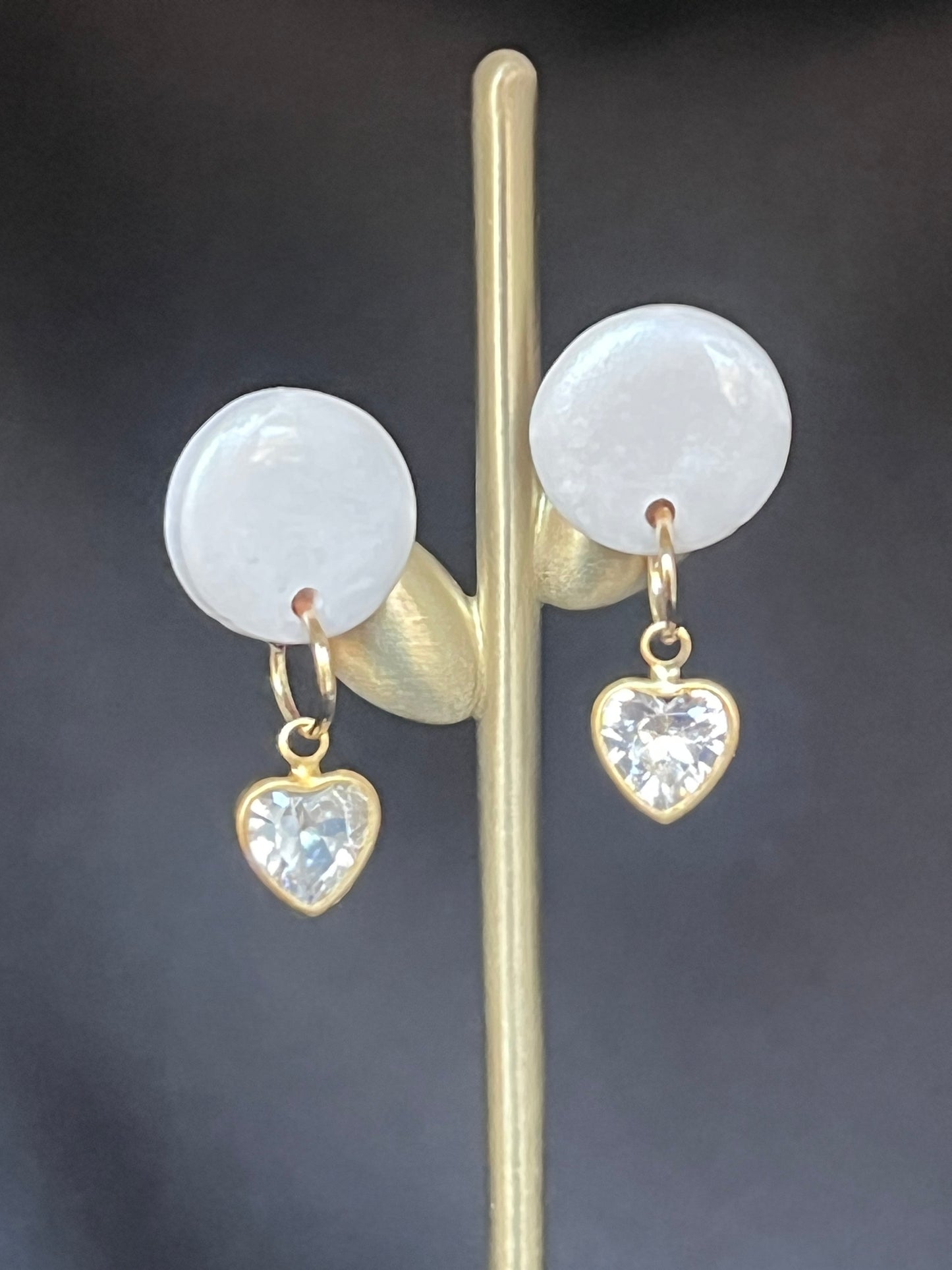 Pearly White Studs with Shiny Pendant