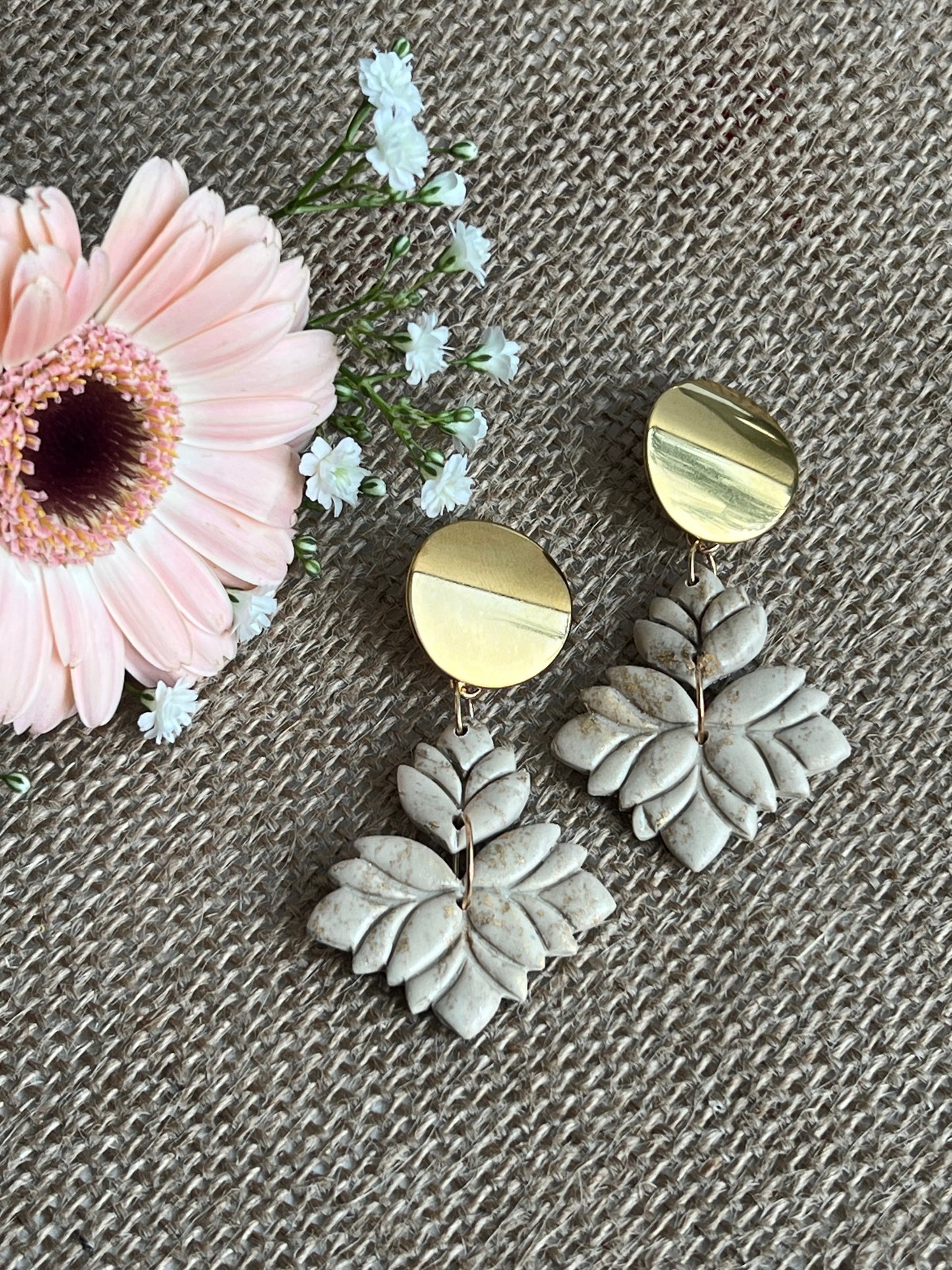Flowers Dangles Powdered With Gold Glitter.
