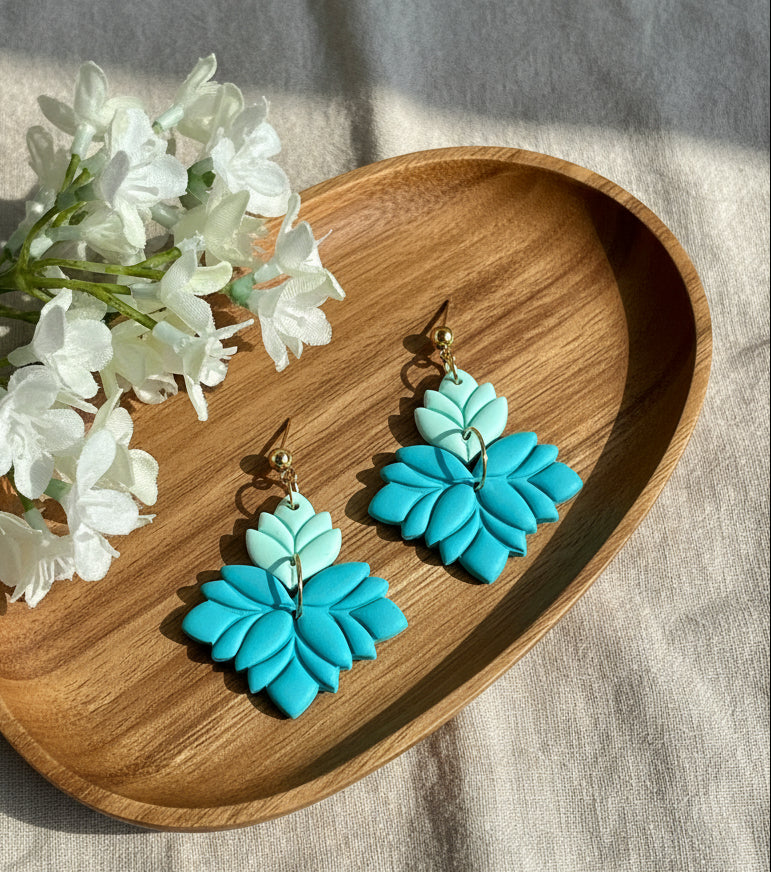 Flowers Dangles in Turquoise