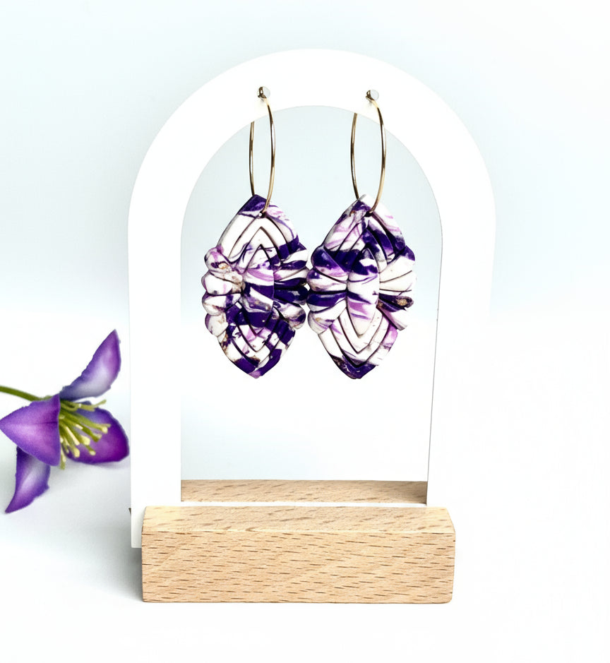 Faux Purple and White Marble Dangles with a Touch of Gold