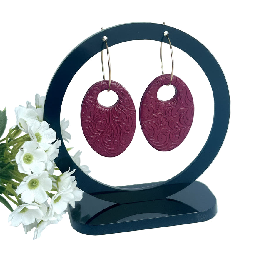 Bordeaux Red Textured Dangles