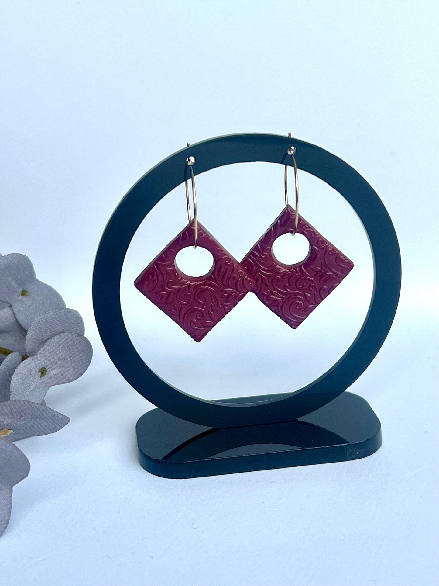 Bordeaux Red Textured Dangles