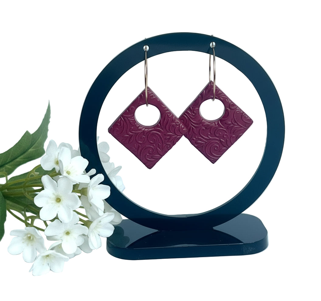 Bordeaux Red Textured Dangles