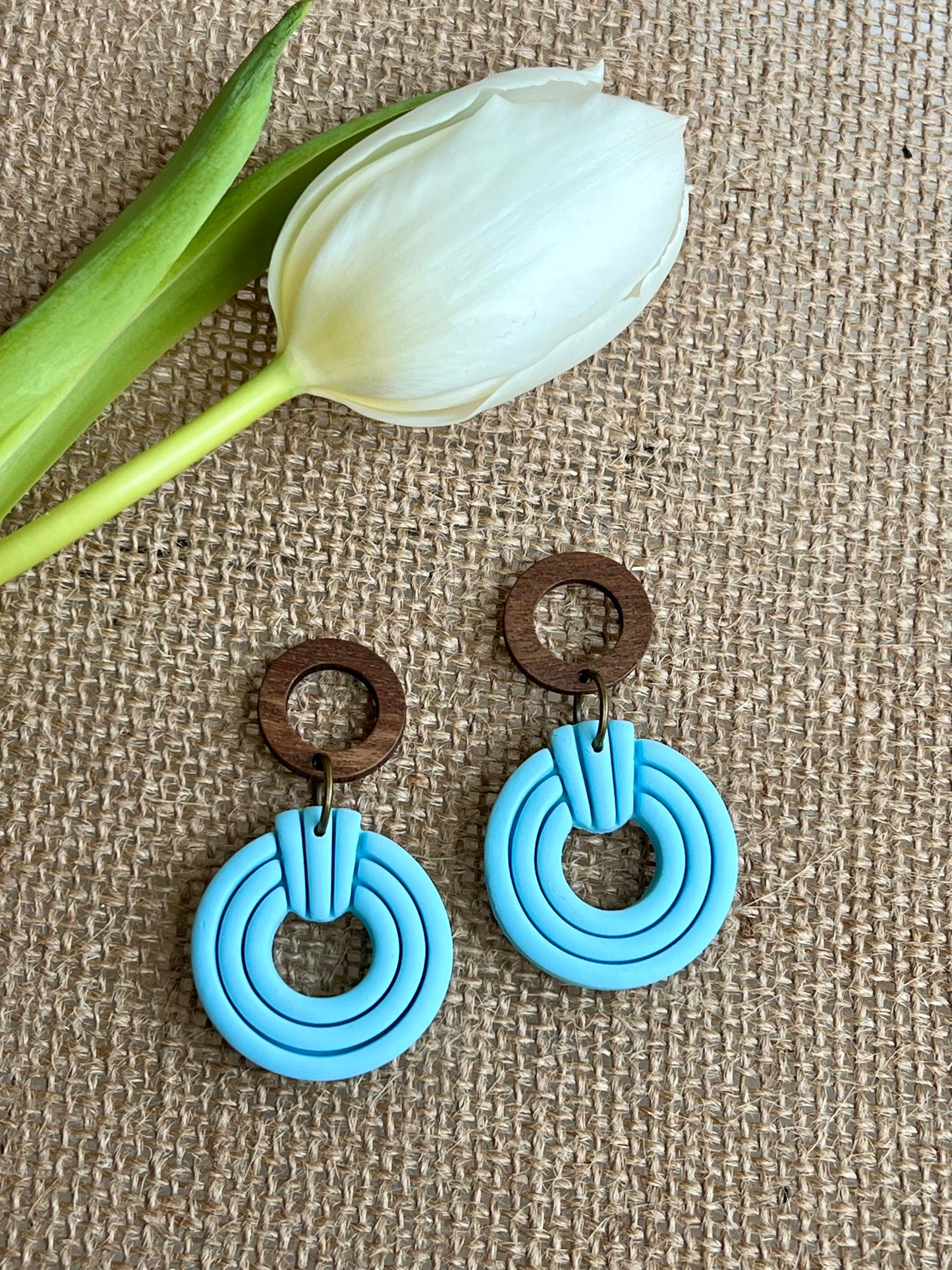 Silvia Dangles in Turquoise with Walnut Wood Stud