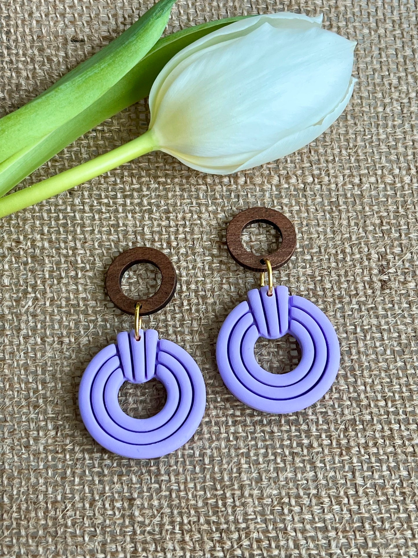 Silvia Dangles in Lavender Blue with Walnut Wood Stud