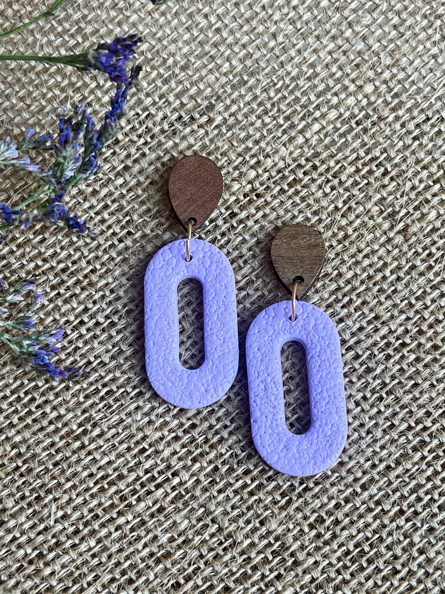 Silvia Dangles in Lavender Blue with Walnut Wood Stud