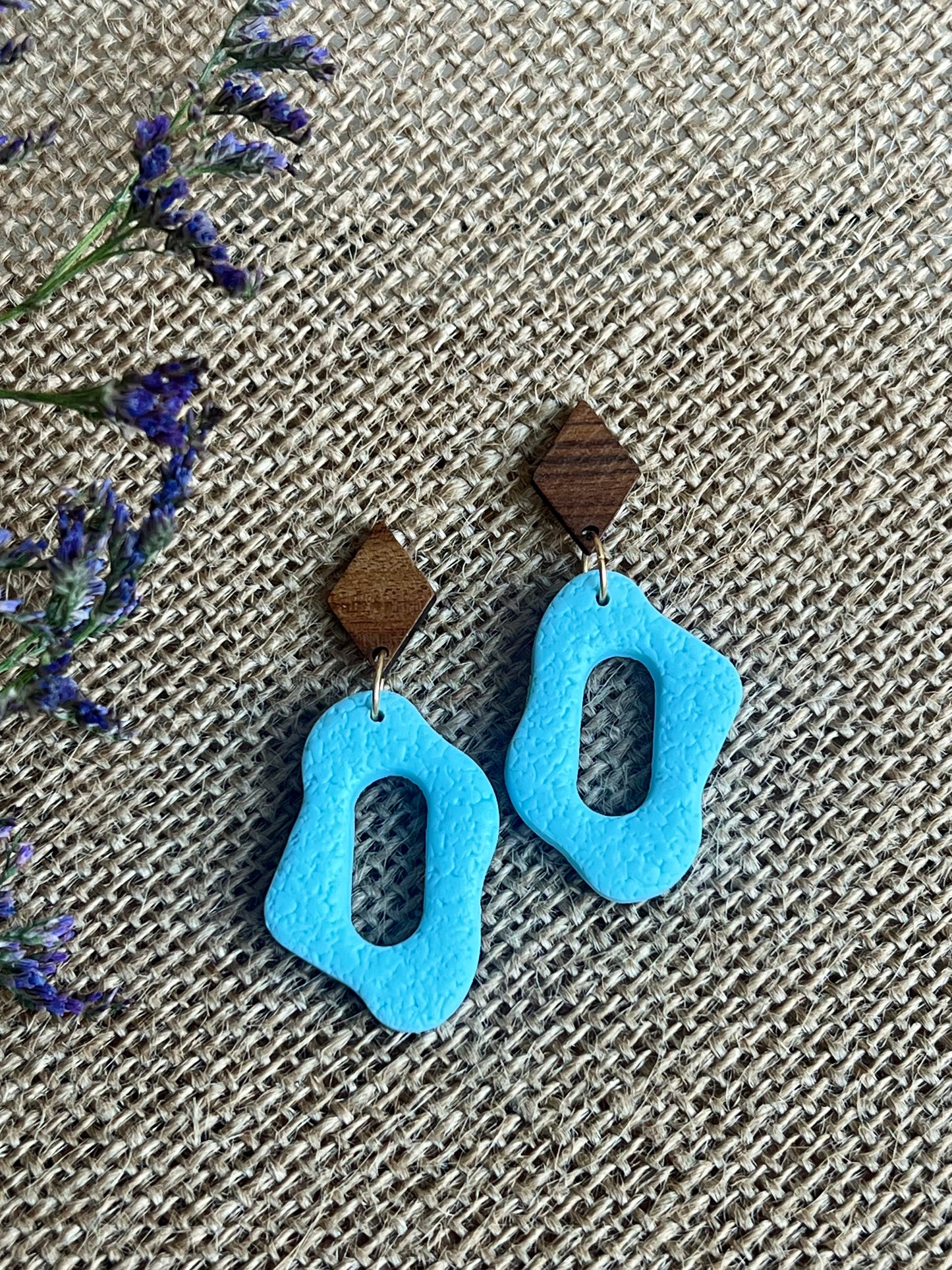 Silvia Dangles in Turquoise with Walnut Wood Stud