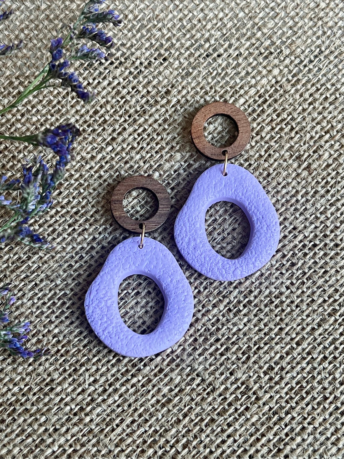 Silvia Dangles in Lavender Blue with Walnut Wood Stud