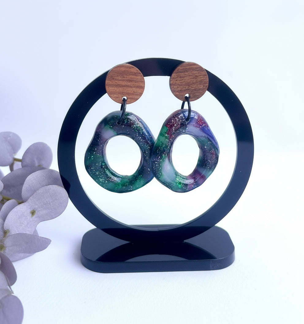 Stella Multi-Colored Marble Dangles with a Touch of Glitter Marble