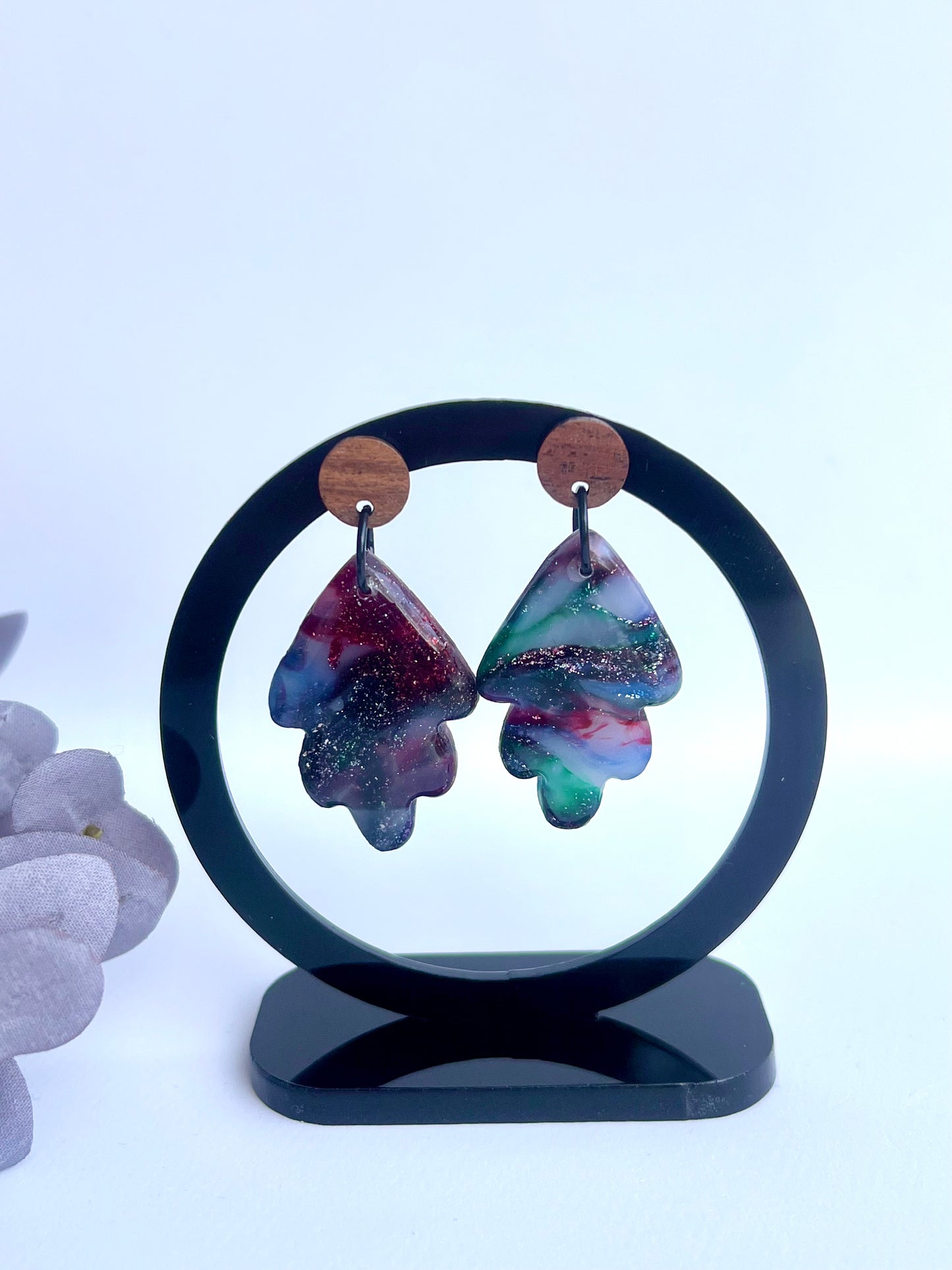 Stella Multi-Colored Marble Dangles with a Touch of Silver Glitter