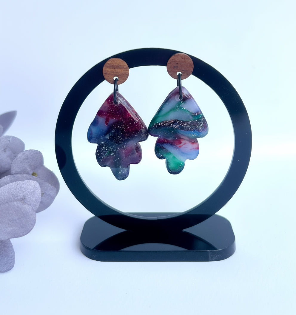 Stella Multi-Colored Marble Dangles with a Touch of Silver Glitter