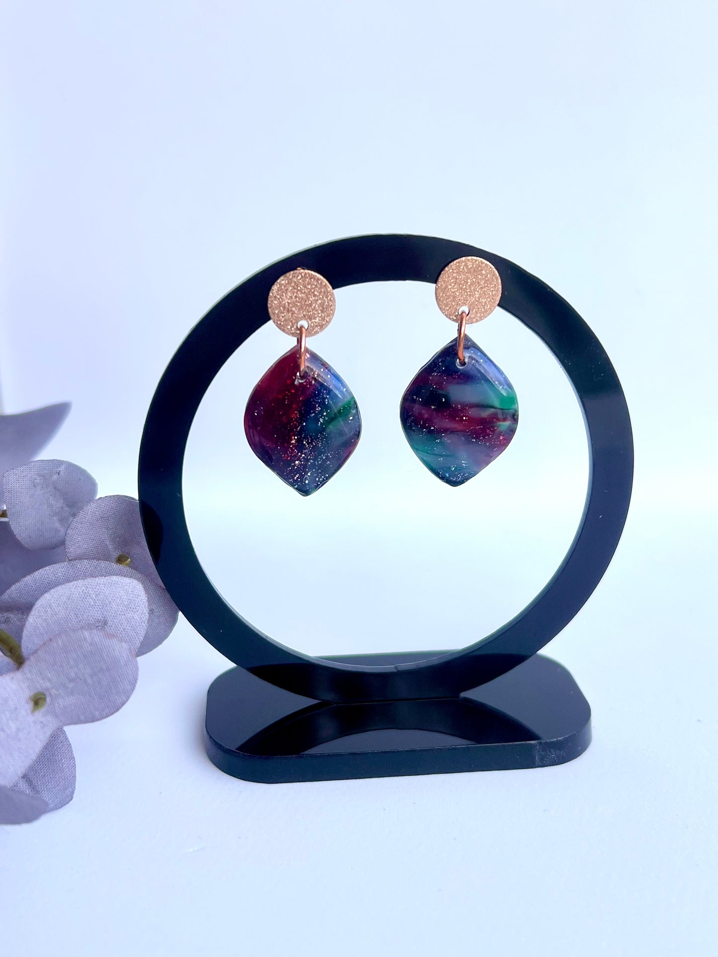 Stella Multi-Colored Marble Dangles with a Touch of Silver Glitter