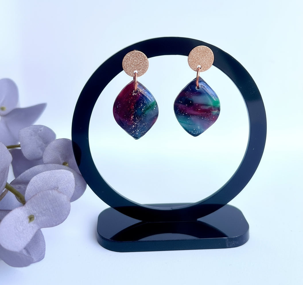 Stella Multi-Colored Marble Dangles with a Touch of Silver Glitter