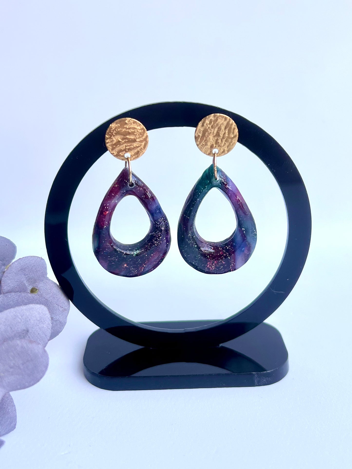 Stella Multi-Colored Marble Dangles with a Touch of Silver Glitter