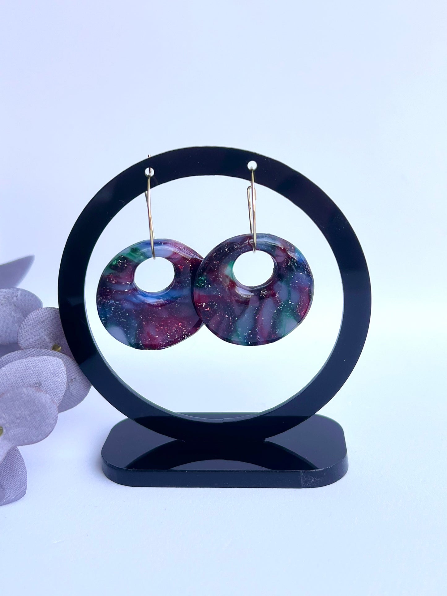 Stella Multi-Colored Marble Dangles with a Touch of Silver Glitter