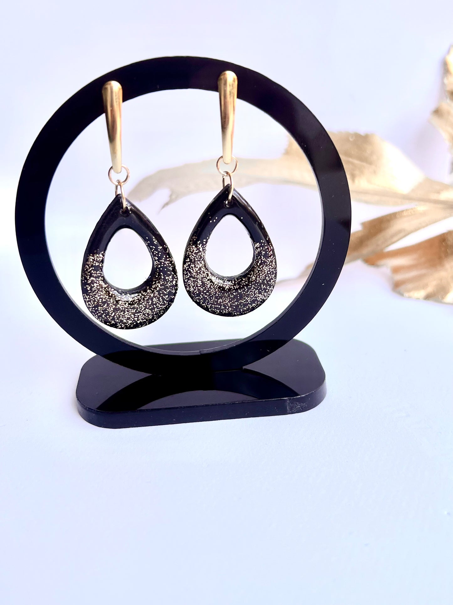 Black Dangles with a Touch of Gold Glitter