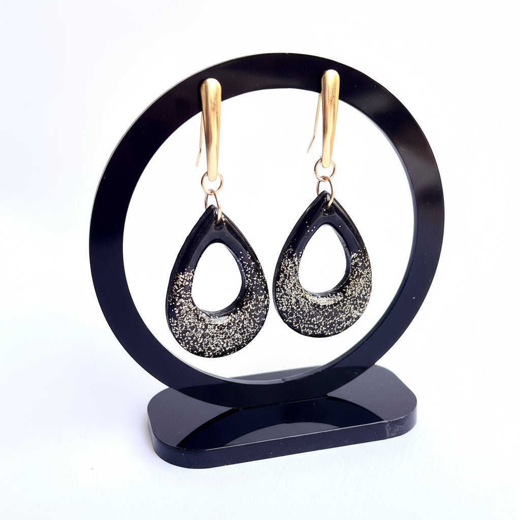 Black Dangles with a Touch of Gold Glitter