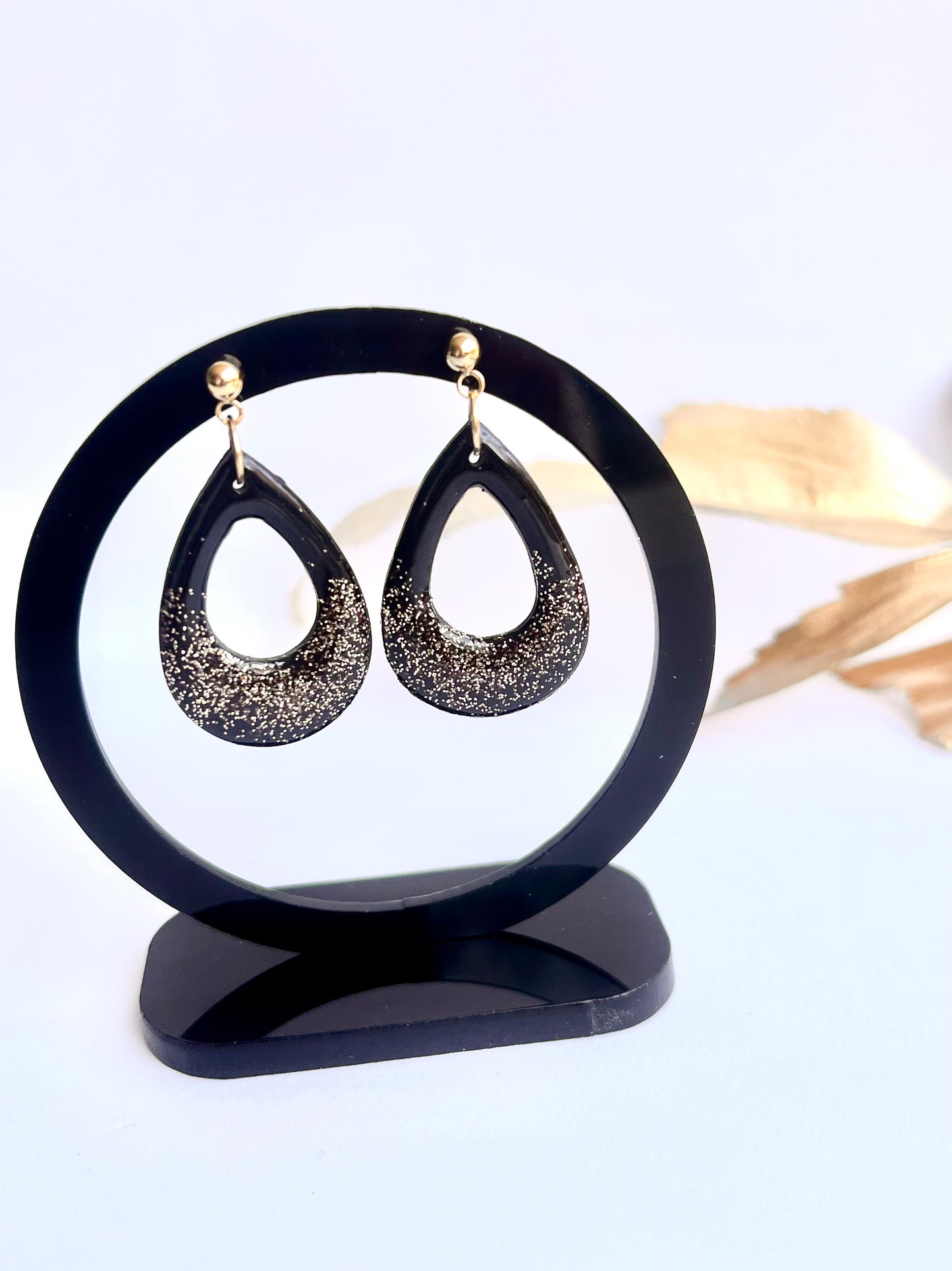 Black Dangles with a Touch of Gold Glitter