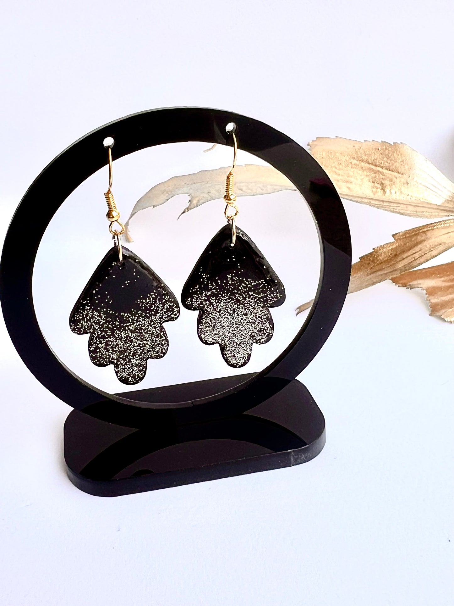 Black Dangles with a Touch of Gold Glitter