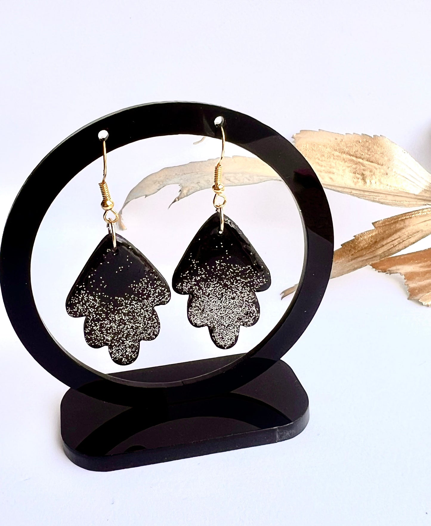 Black Dangles with a Touch of Gold Glitter