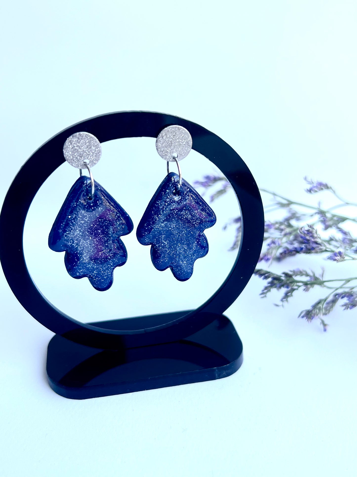 Blue Dangles with a Touch of Silver Glitter