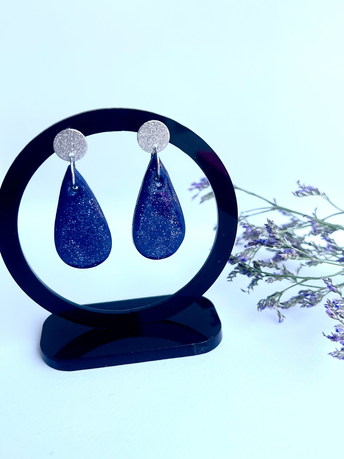 Blue Dangles with a Touch of Silver Glitter