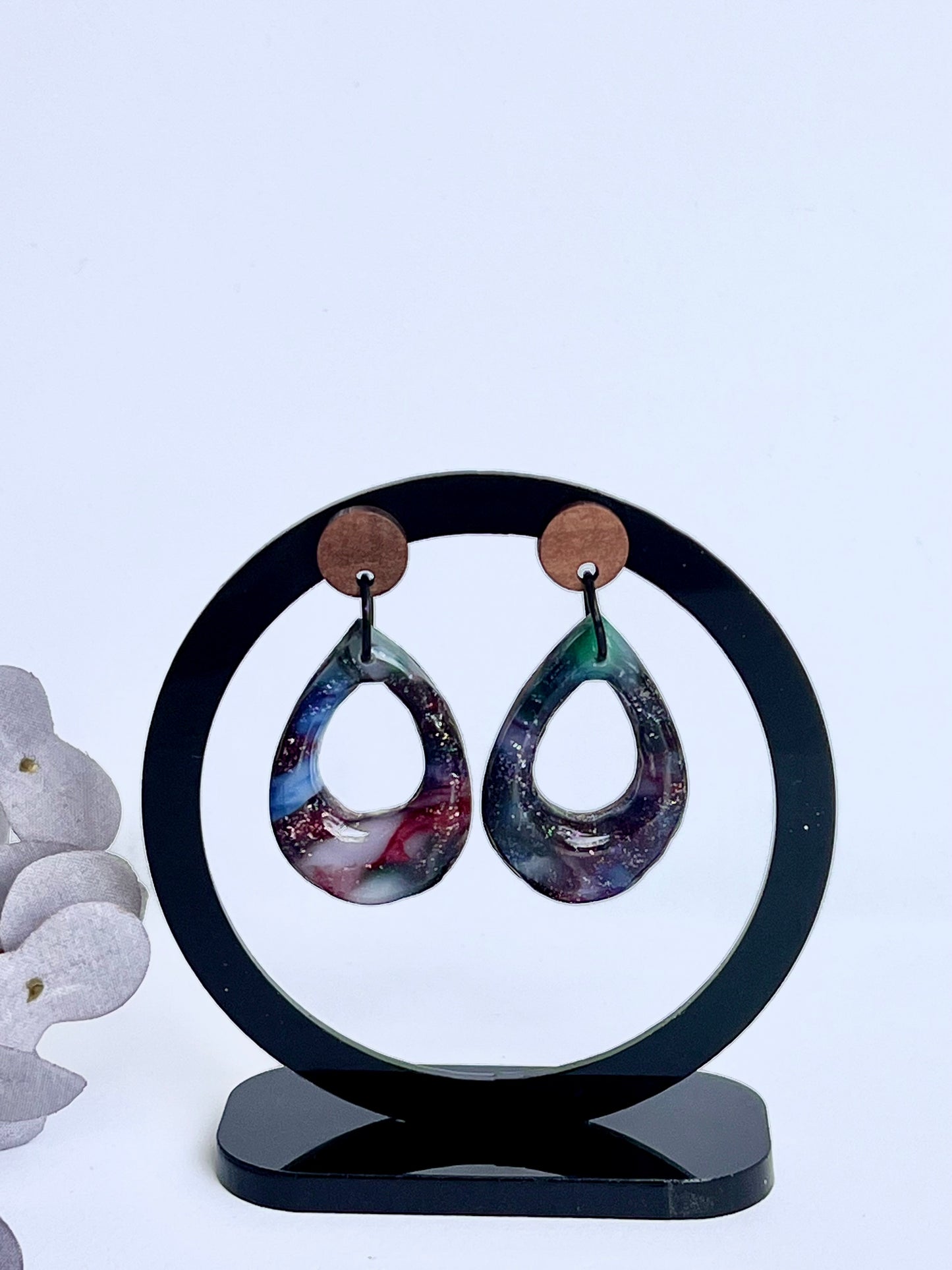 Stella Multi-Colored Marble Dangles with a Touch of Silver Glitter