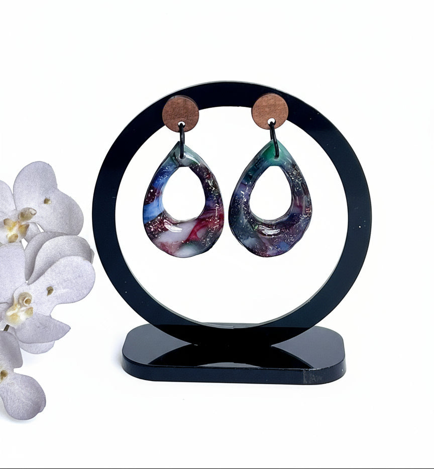 Stella Multi-Colored Marble Dangles with a Touch of Silver Glitter