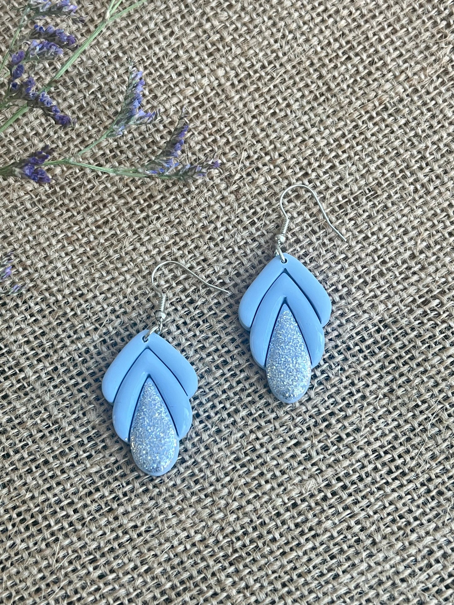 Spring Dangles in Pastel Blue Color with a Touch of Glitter