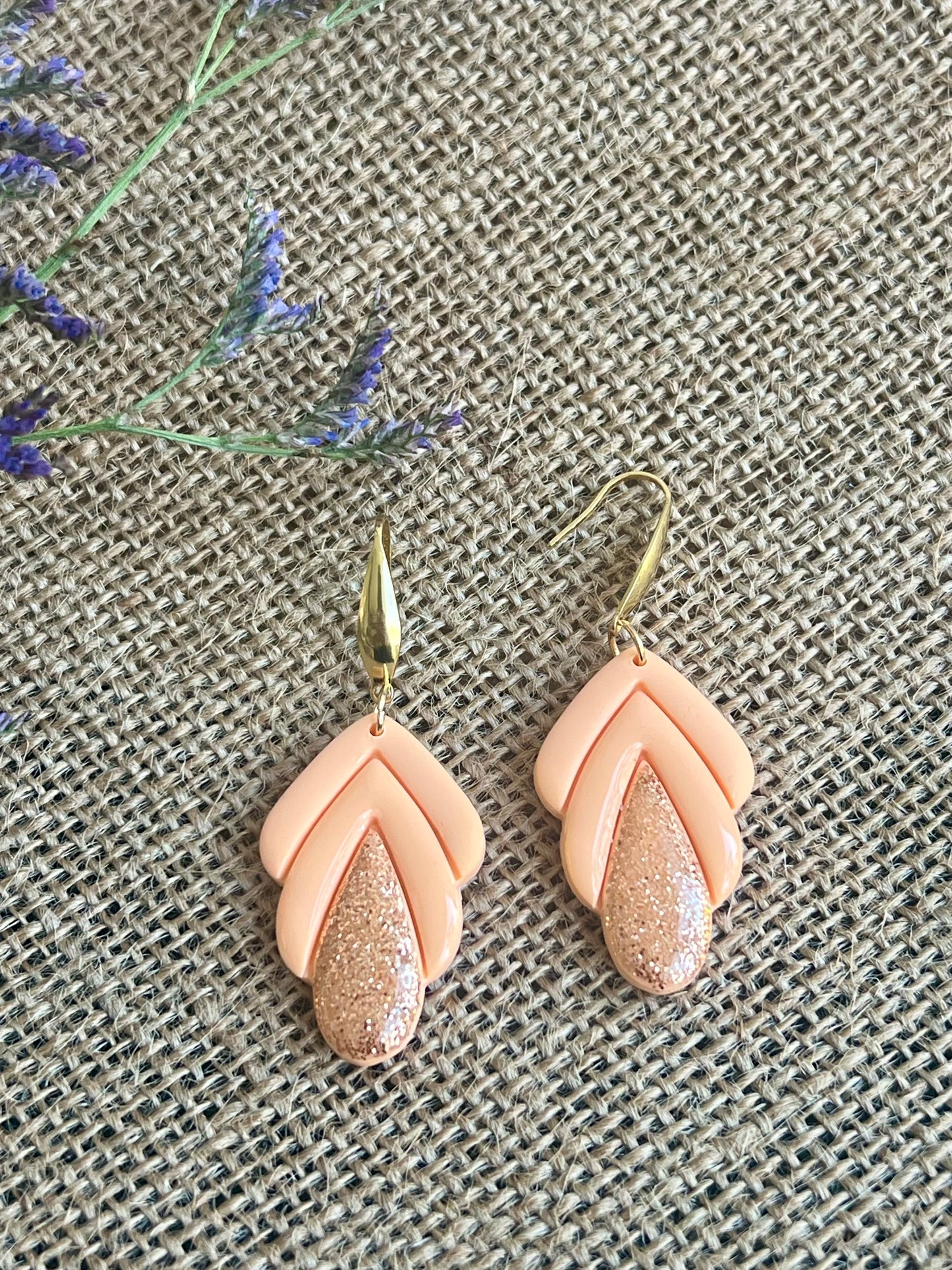 Spring Dangles in Salmon Peach Color with a Touch of Glitter