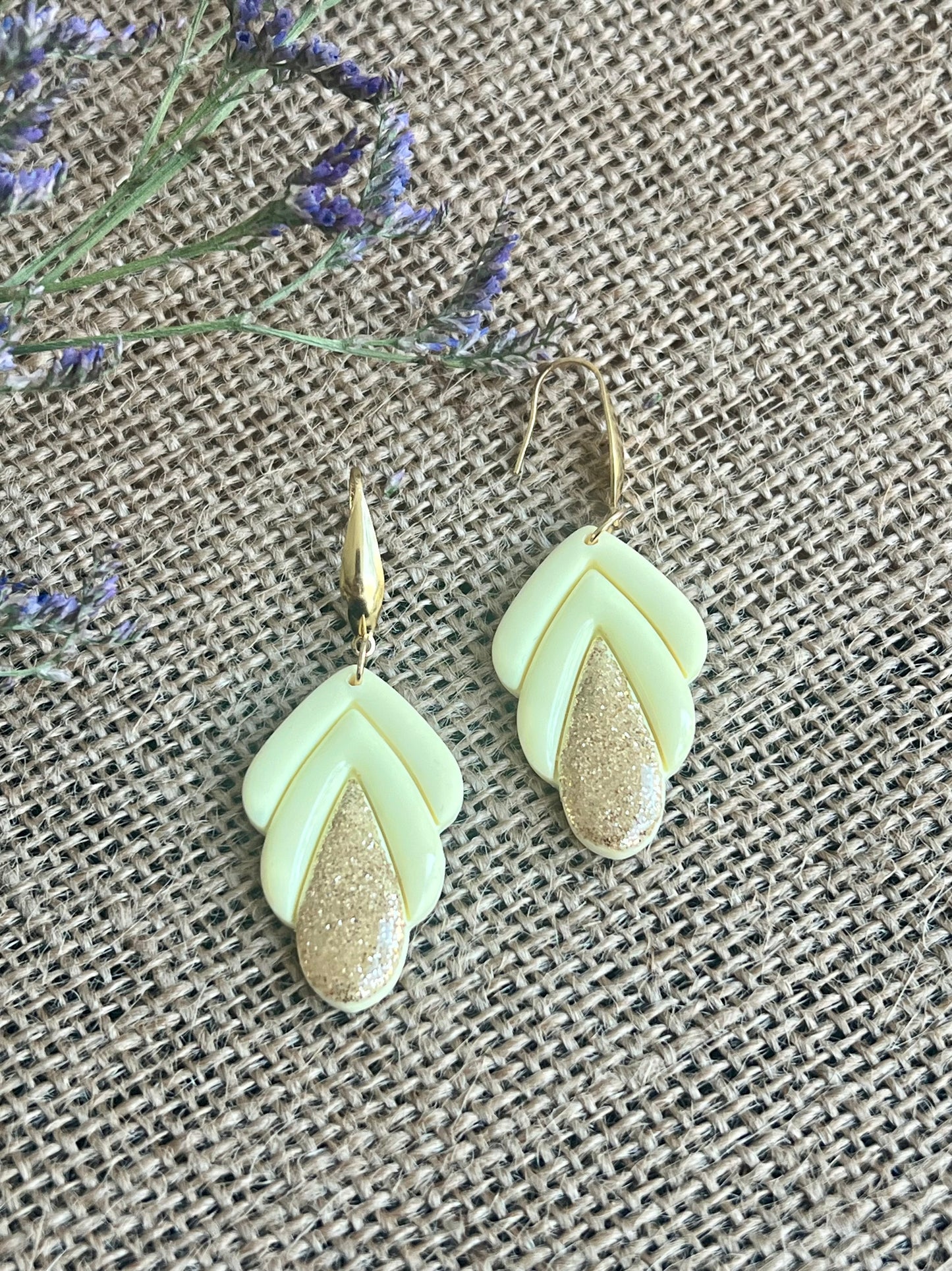 Spring Dangles in Light Yellow Color with a Touch of Glitter