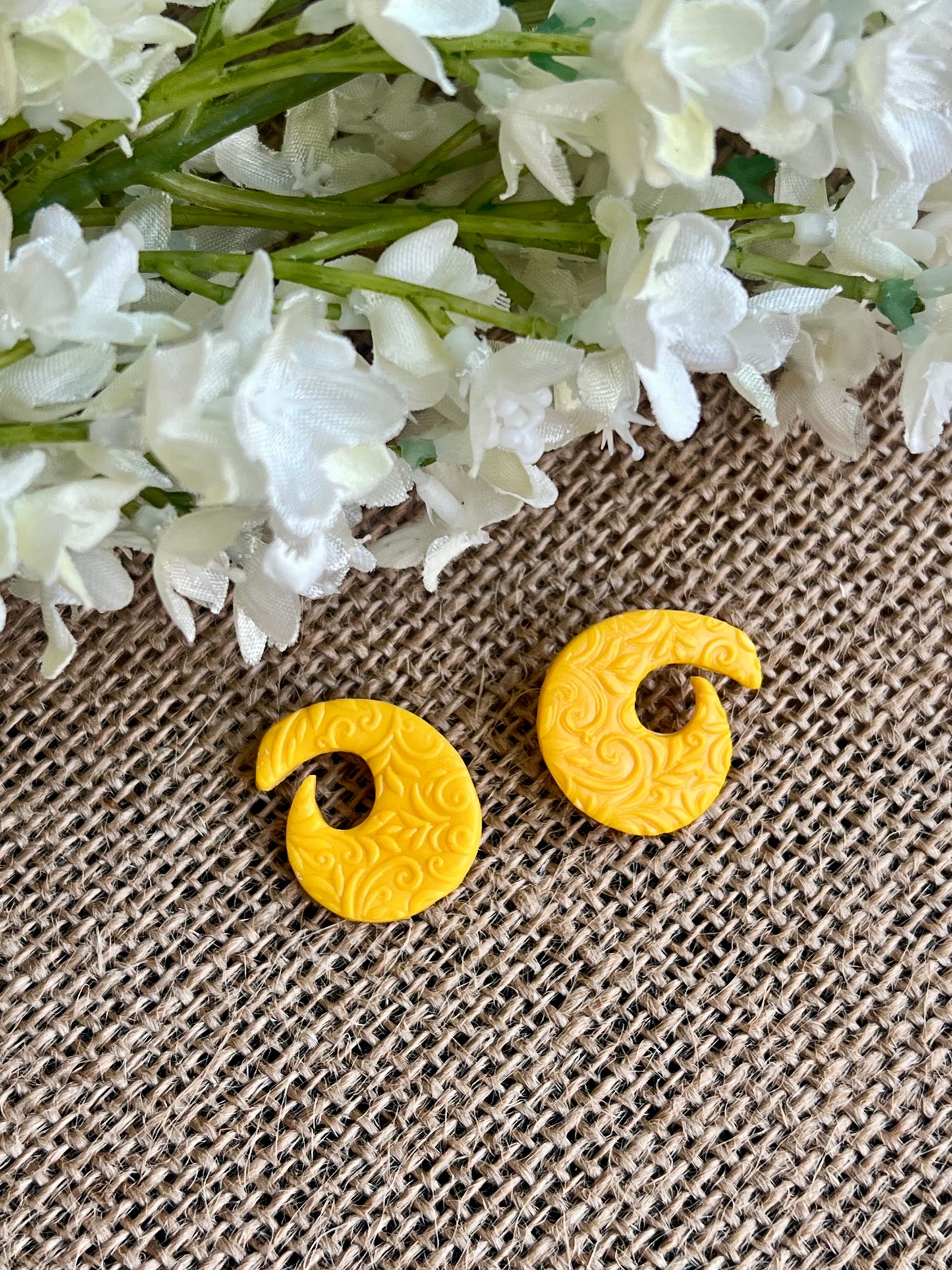 Textured Spiral Shape Studs in Yellow Color