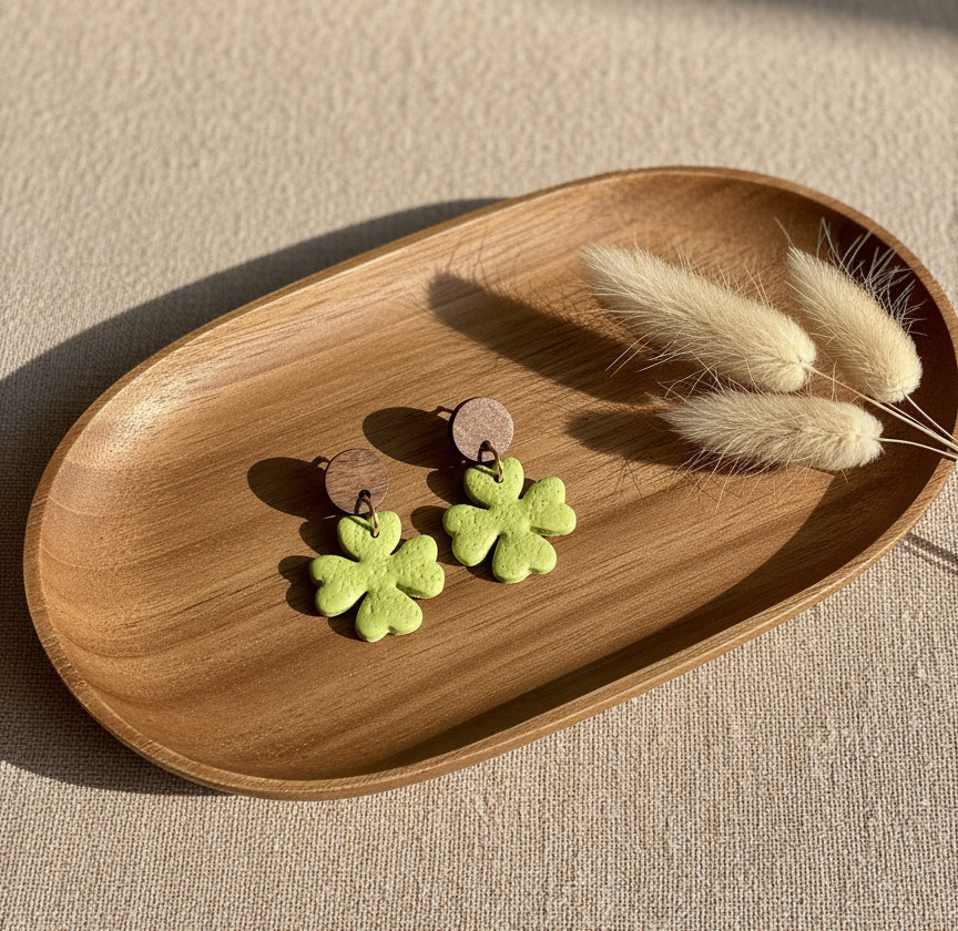 Clovers Dangles in Olive Green Color