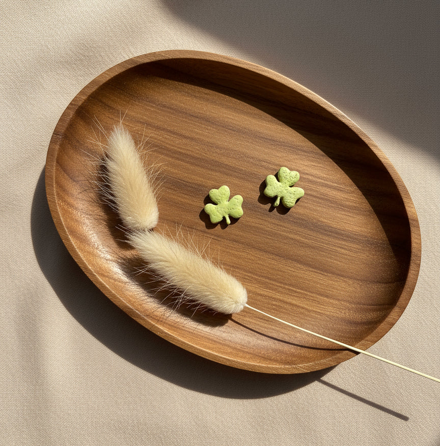 Clovers Studs Earrings in Olive Green Color