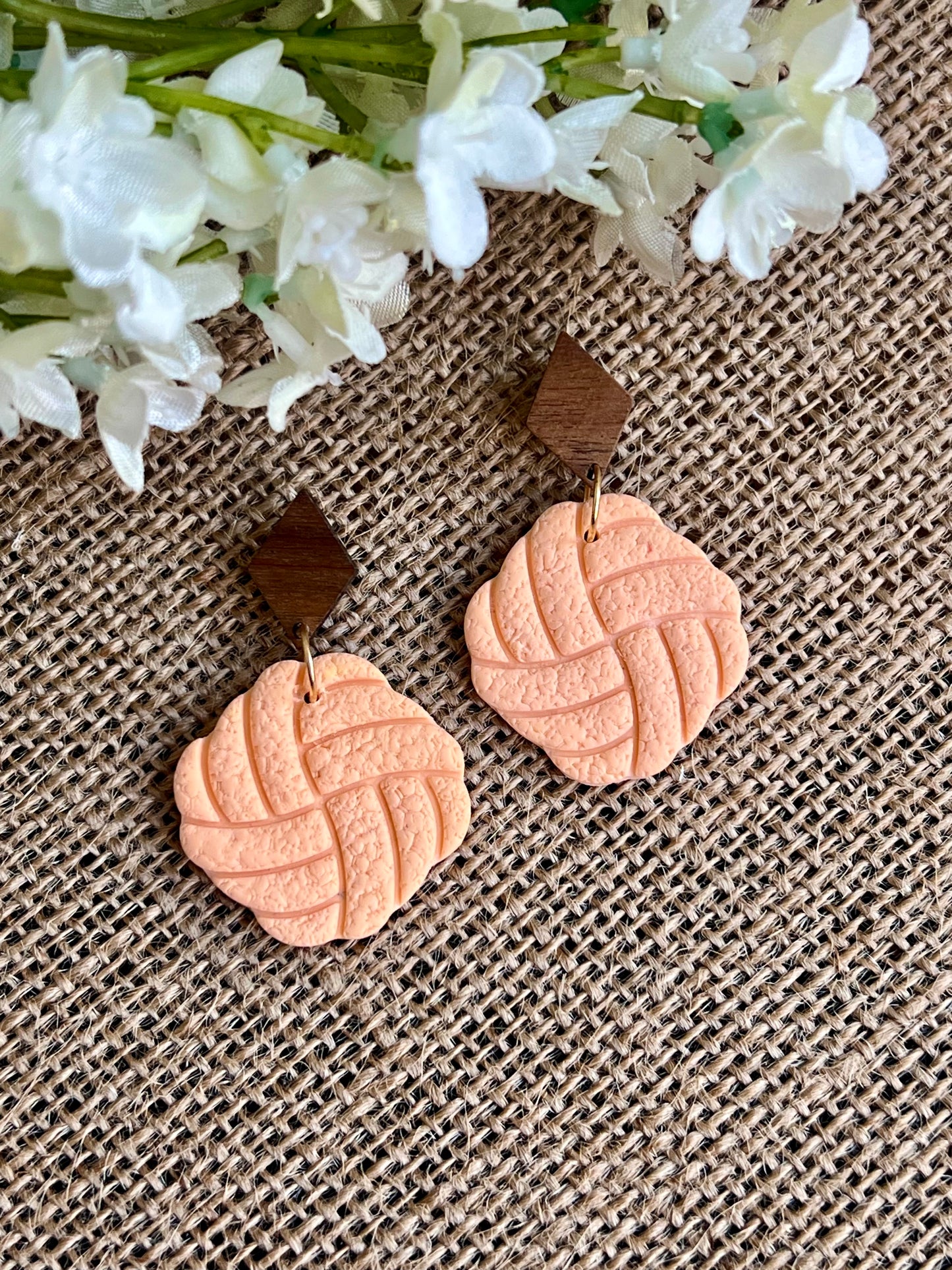 Textured Walnut Wood Studs in Peach Color