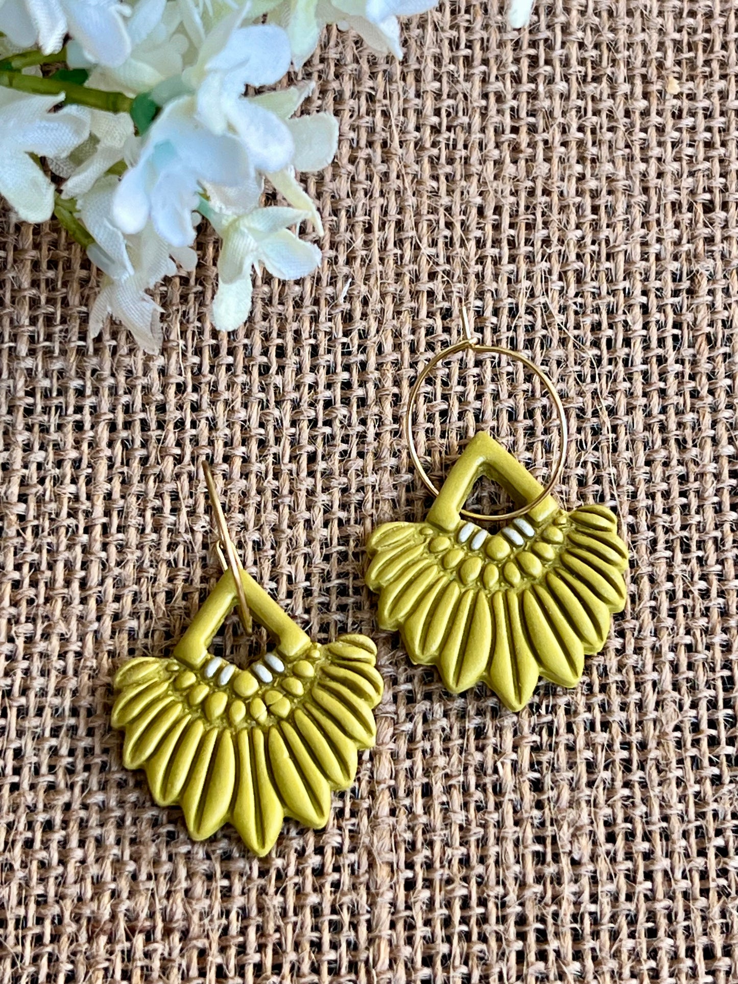 Boho Style Earrings in Olive Green