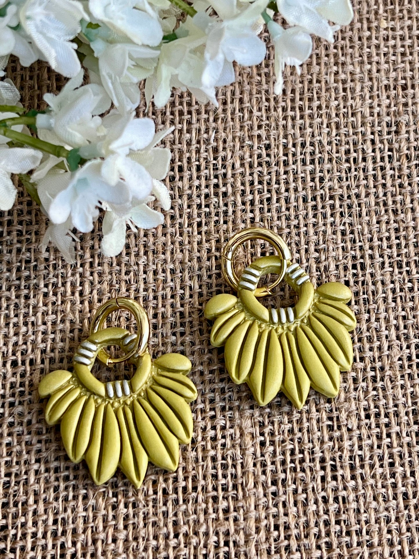 Boho Style Earrings in Olive Green