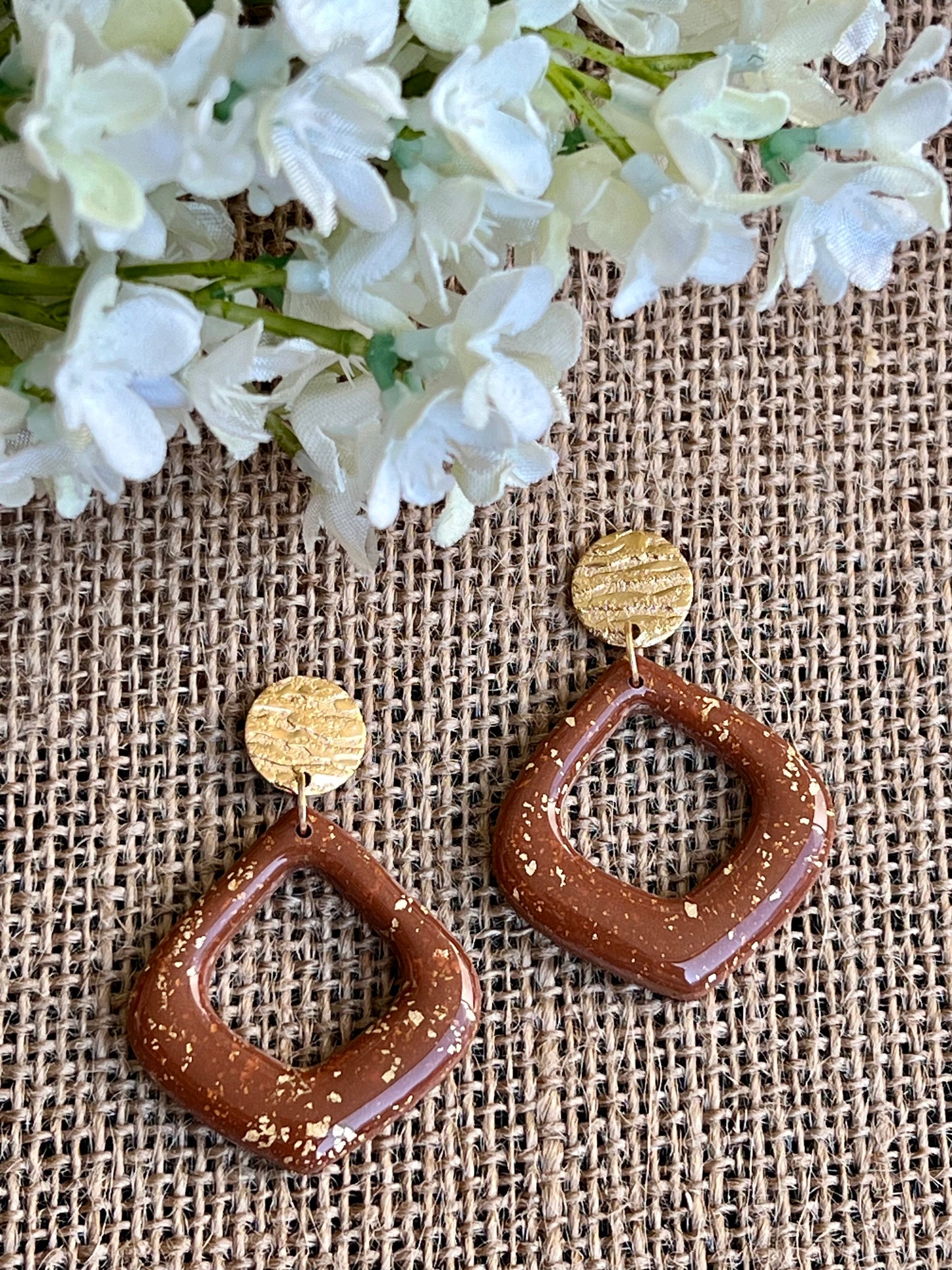 Dangle Earrings in Brown with a Touch of Gold