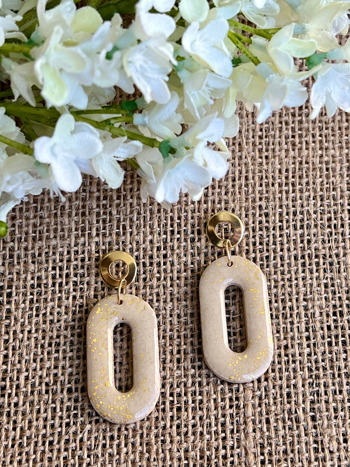 Dangle Earrings in Beige with a Touch of Gold