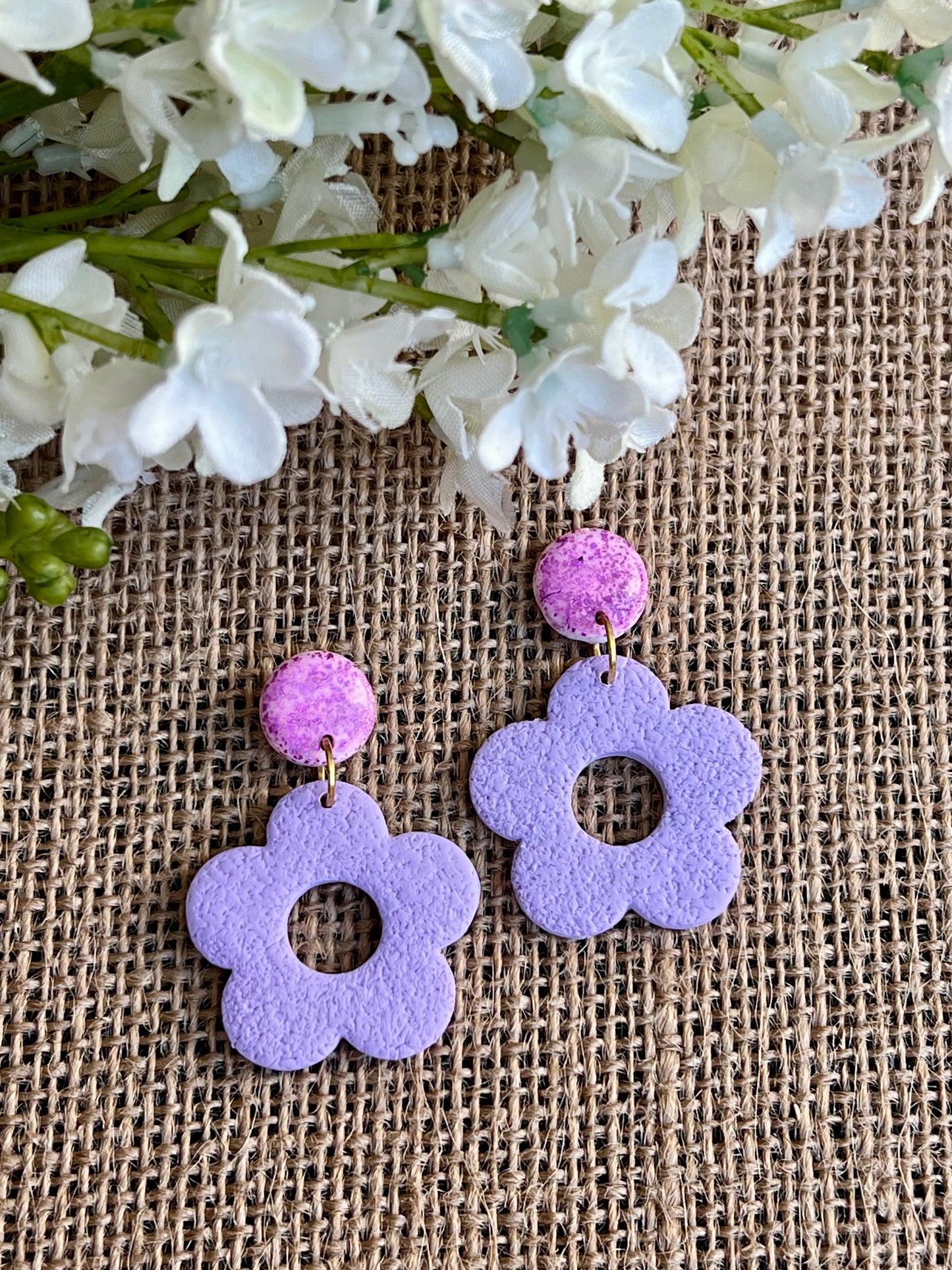 Floral Dangle Earrings in Lavender