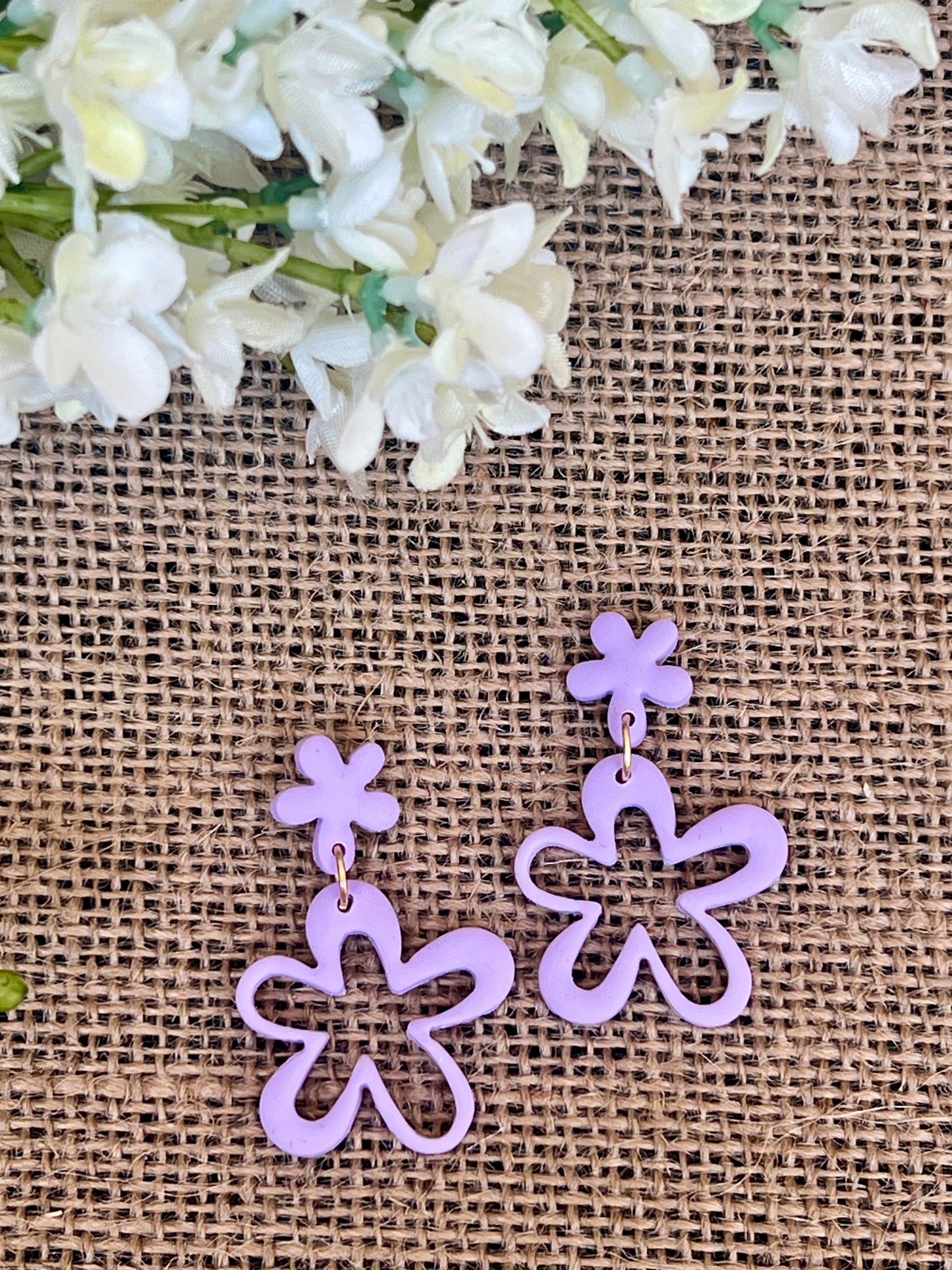 Floral Dangle Earrings in Lavender Blue