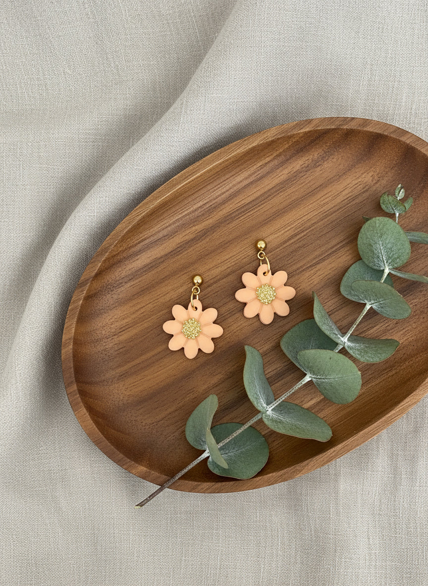 Daisy Earrings in Peach Color