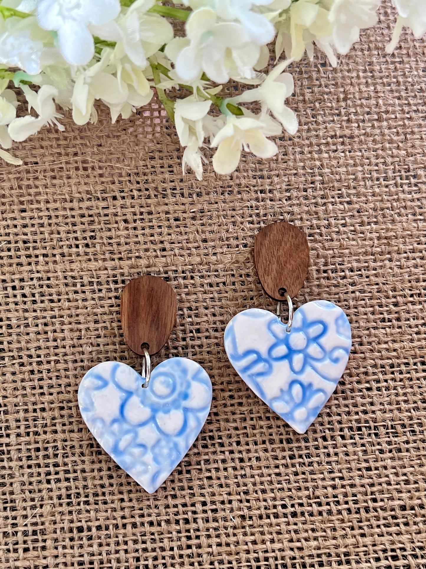 Summer Dangles in Blue with Walnut Wood Studs