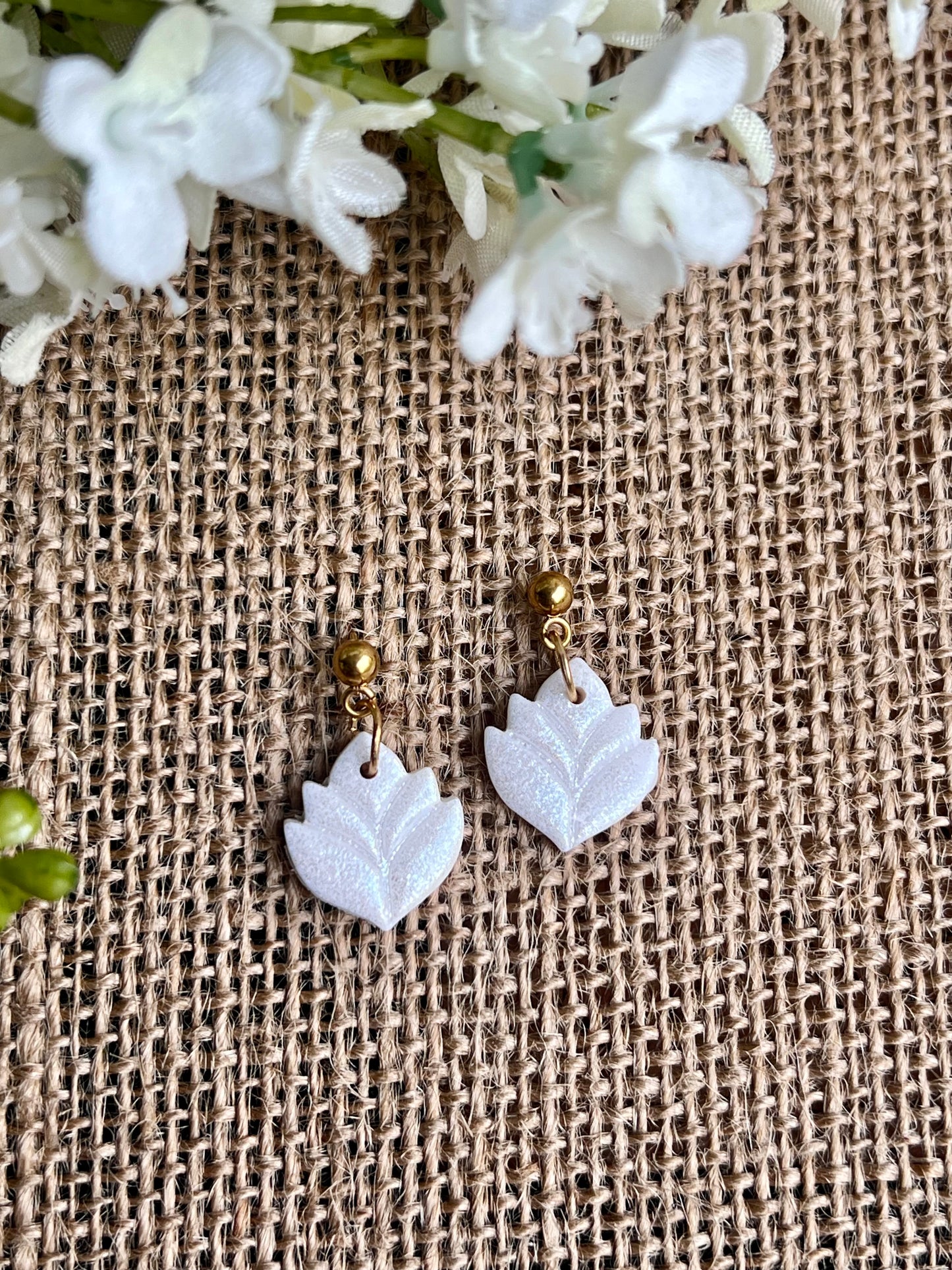Pearly White Lotus Studs