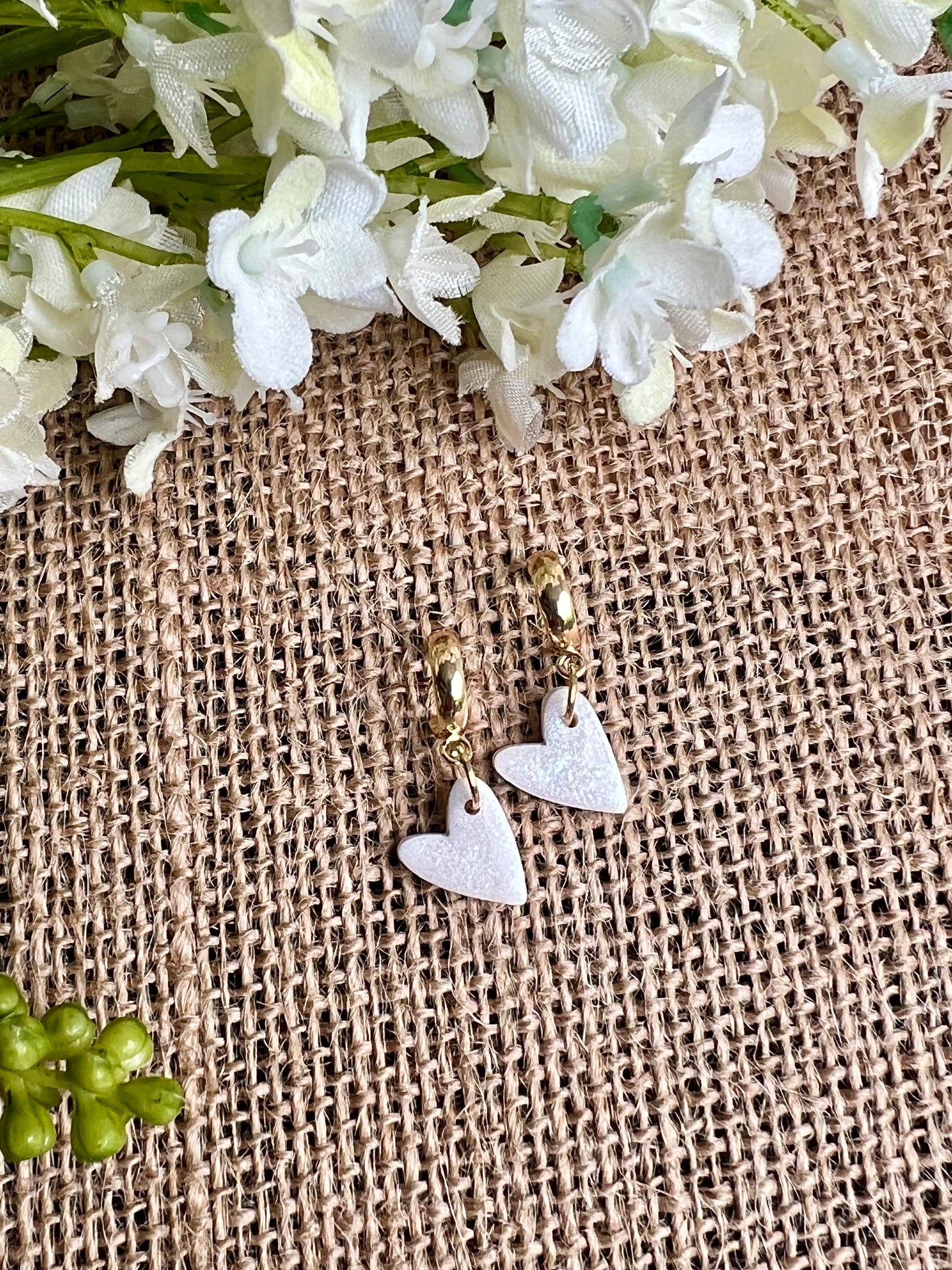 Pearly White Heart Shape Studs