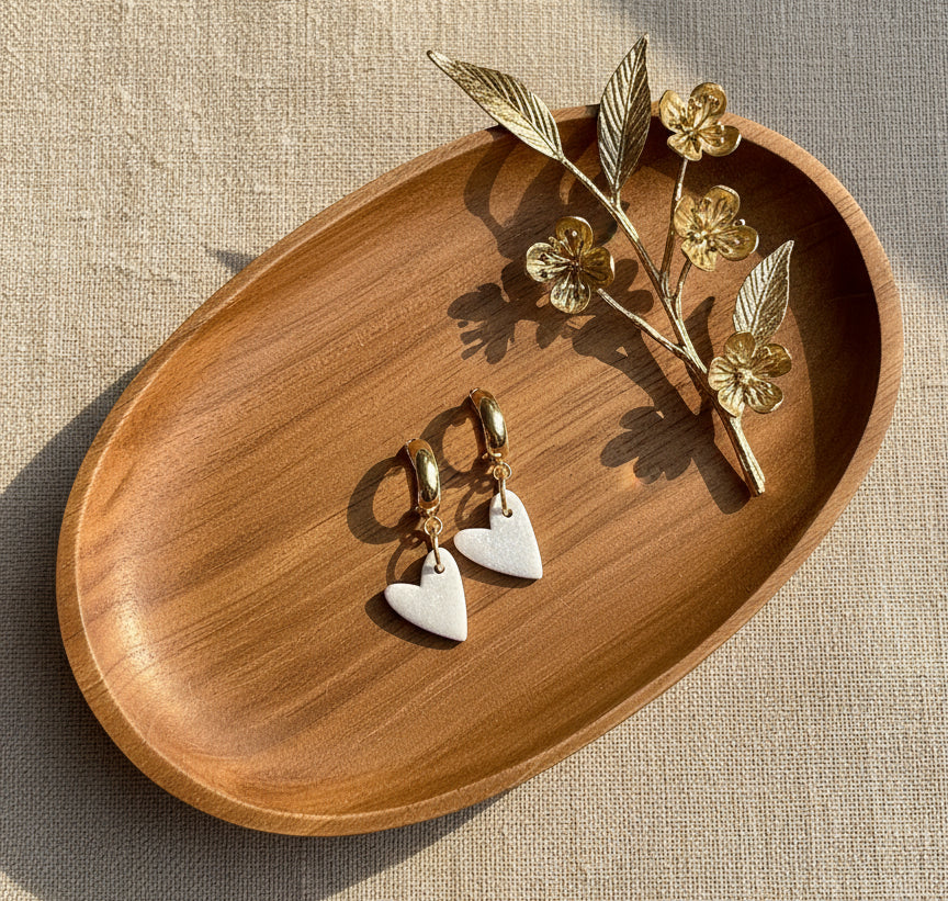 Pearly White Heart Shape Studs