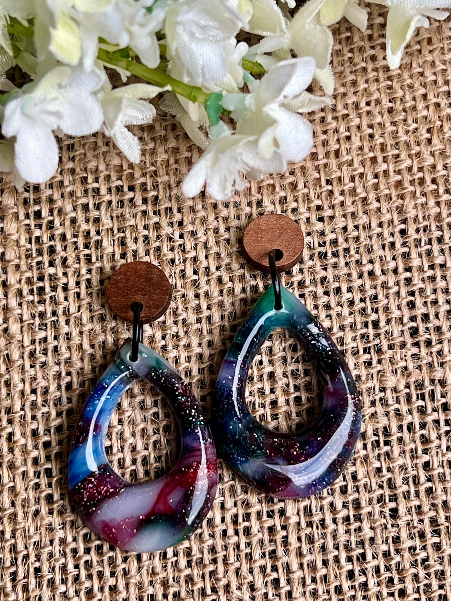 Stella Multi-Colored Marble Dangles with a Touch of Silver Glitter